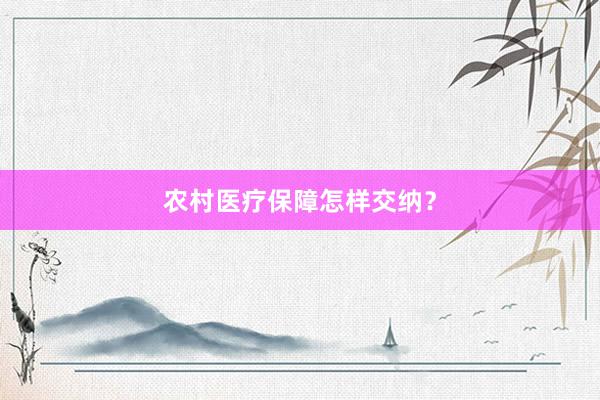 农村医疗保障怎样交纳？